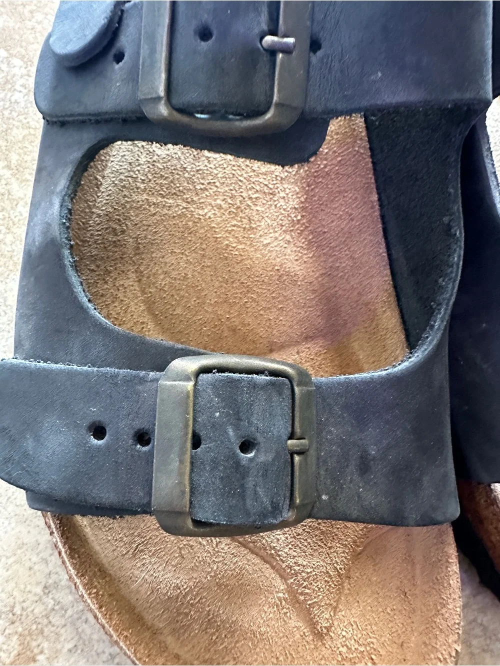 Soleflex Made in Israel Leather Slingback Cork Footbed Sandals Black Size 6/37